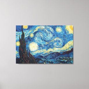 Van Gogh Starry Night Vintage Blue Masterpiece Canvas Print