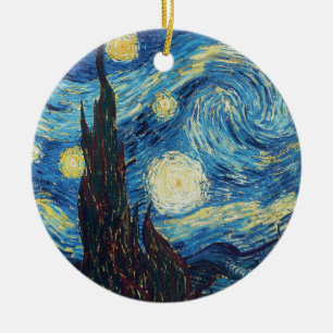Van Gogh Starry Night Vintage Blue Masterpiece Ceramic Tree Decoration