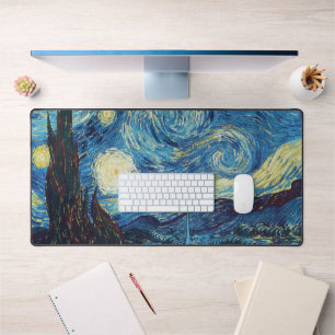 Van Gogh Starry Night Vintage Blue Masterpiece Desk Mat