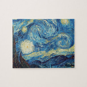 Van Gogh Starry Night Vintage Blue Masterpiece Jigsaw Puzzle