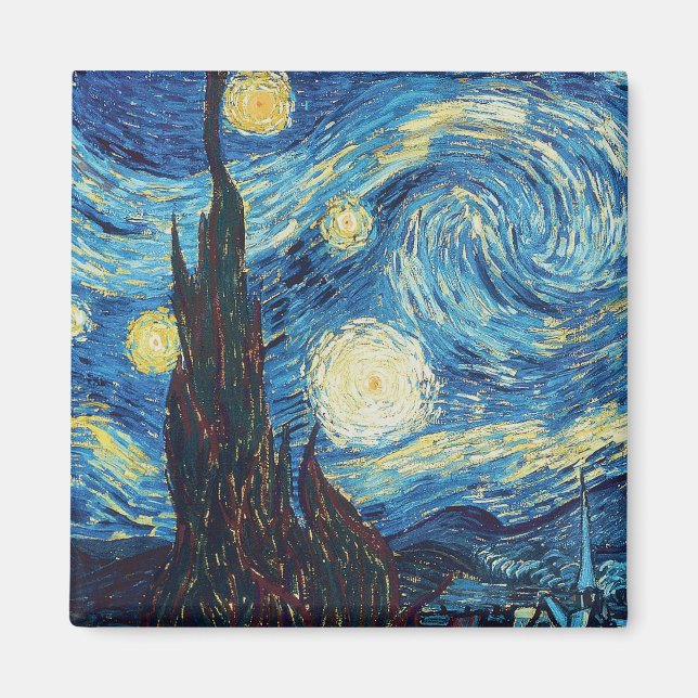 Van Gogh Starry Night Vintage Blue Masterpiece Magnet (Front)