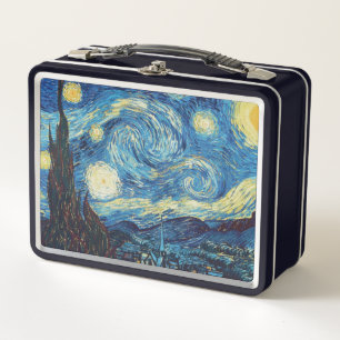 Van Gogh Starry Night Vintage Blue Masterpiece Metal Lunch Box