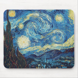 Van Gogh Starry Night Vintage Blue Masterpiece Mouse Mat