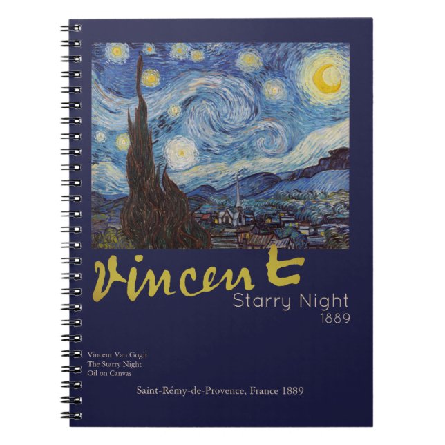 Van Gogh Starry Night Vintage Blue Masterpiece Notebook (Front)