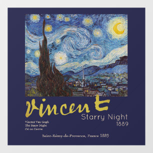 Van Gogh Starry Night Vintage Blue Masterpiece Window Cling