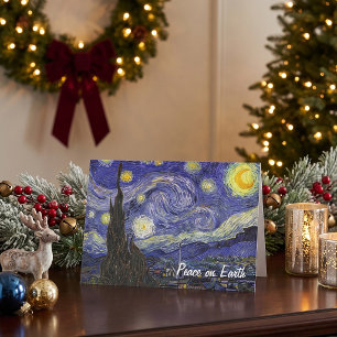 Van Gogh Starry Night, Vintage Christmas Holiday Card