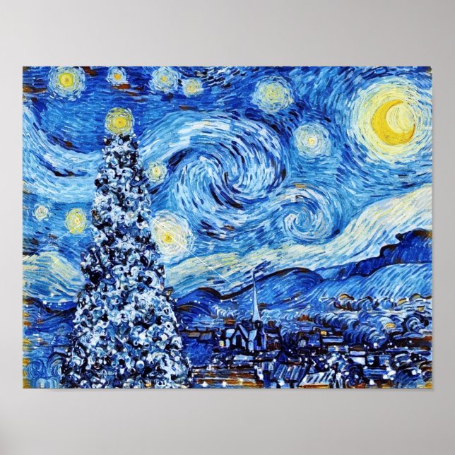 Van Gogh Starry Night - White Christmas Tree Poster (Front)