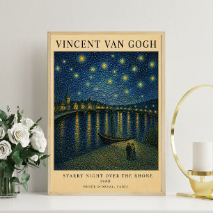 Van Gogh Starry Rhone   Vintage Night Museum Poste Poster