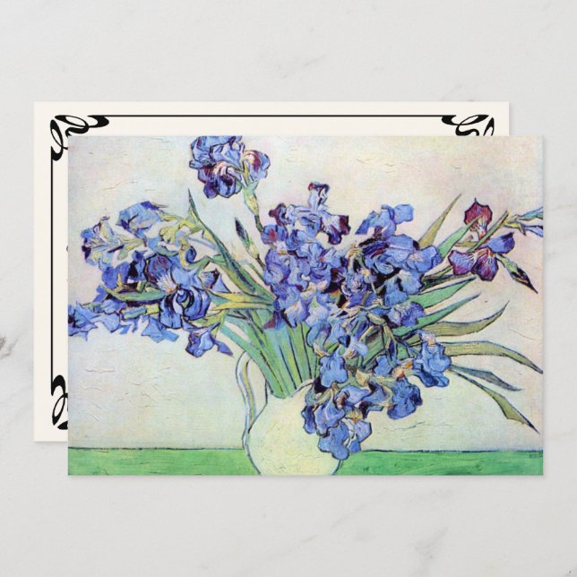 Van Gogh Still Life Irises in a Vase, Wedding Invitation (Front/Back)
