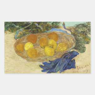 Van Gogh Still Life of Oranges Lemons Blue Gloves Rectangular Sticker