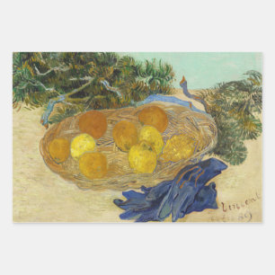 Van Gogh Still Life of Oranges Lemons Blue Gloves Wrapping Paper Sheet