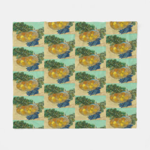 Van Gogh Still Life Oranges Lemons Blue Gloves Fleece Blanket