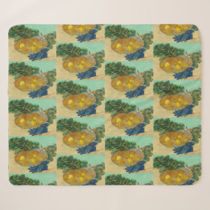 Van Gogh Still Life Oranges Lemons Blue Gloves Sherpa Blanket