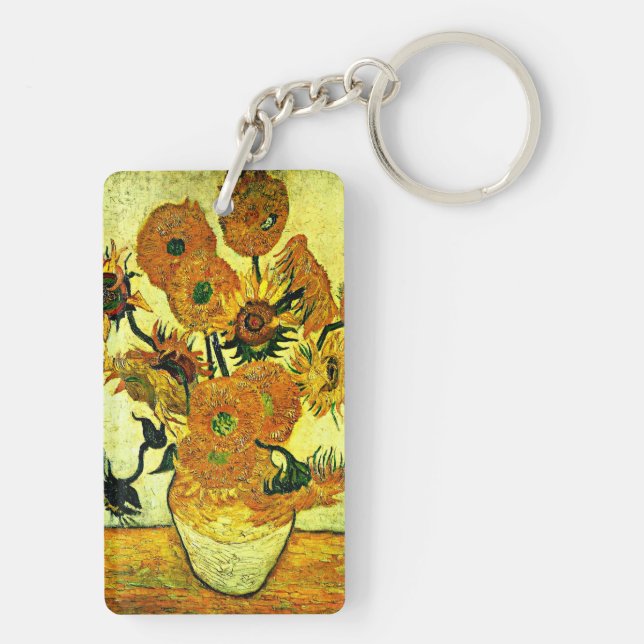 Van Gogh - Still Life Vase with 14 Sunflowers Key Ring (Back)