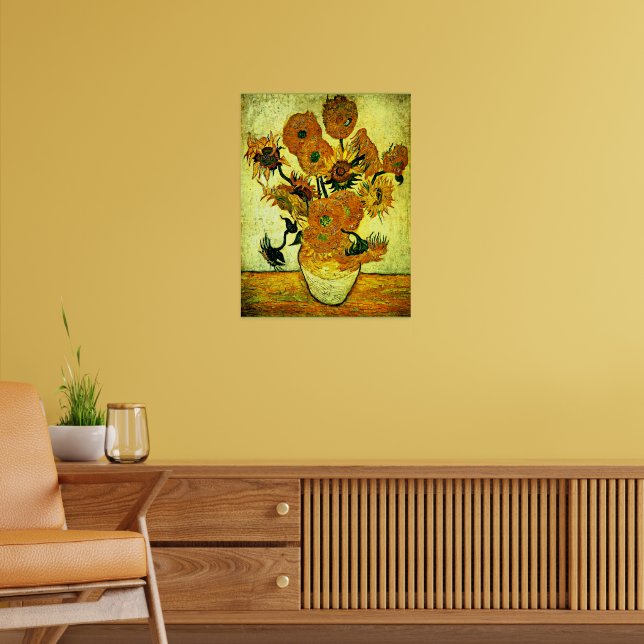 Van Gogh - Still Life Vase with 14 Sunflowers Post Poster (Living Room 2)