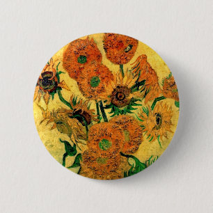 Van Gogh - Still Life Vase With Fifteen Sunflowers 6 Cm Round Badge