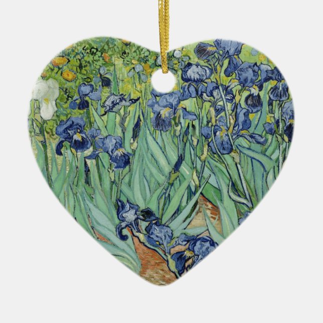 Van Gogh Still Life: Vase with Irises Ceramic Tree Decoration (Front)