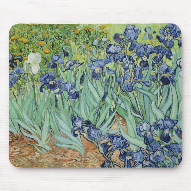 Van Gogh Still Life: Vase with Irises Mouse Mat (Front)