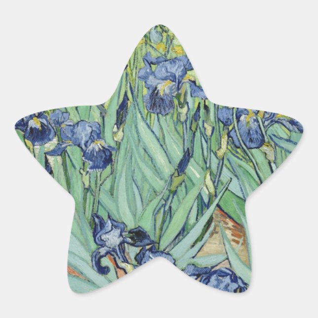 Van Gogh Still Life: Vase with Irises Star Sticker (Front)