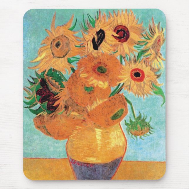 Van Gogh - Still Life Vase With Twelve Sunflowers Mouse Mat (Front)