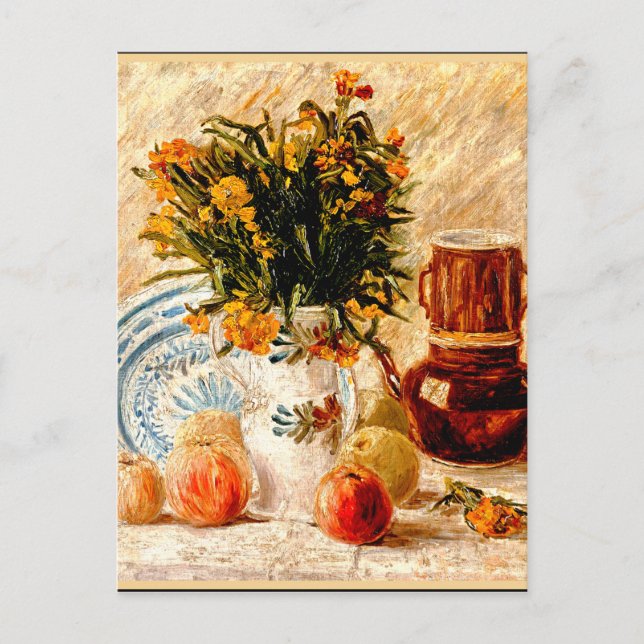 Van Gogh - Still Life with Coffee Pot and Flowers Postcard (Front)