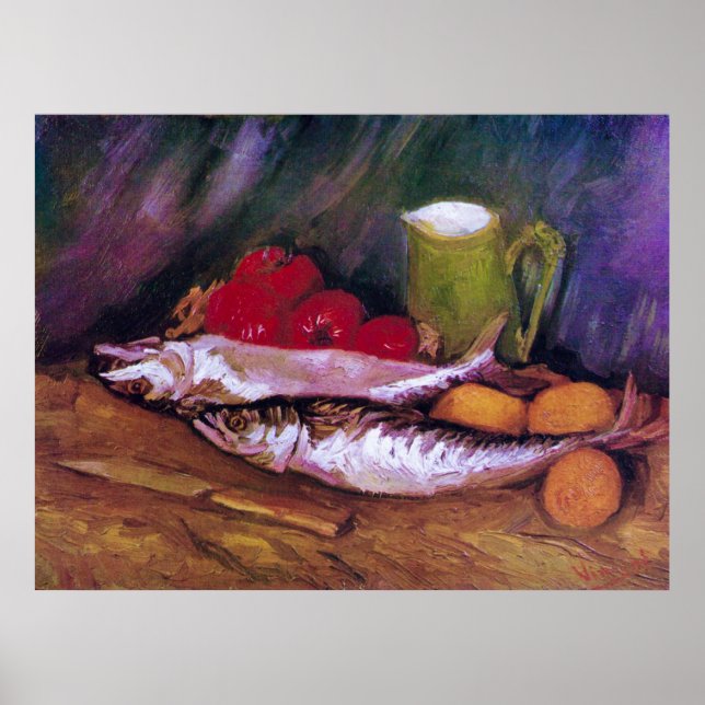 Van Gogh Still Life with Mackerel Lemon Tomato Poster (Front)