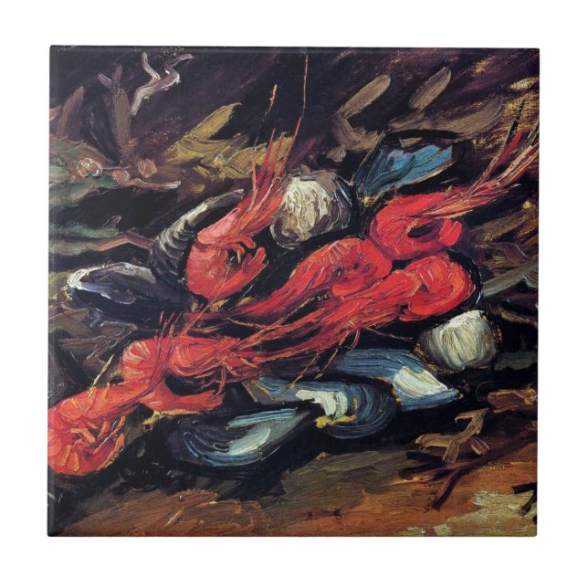 Van Gogh - Still Life With Mussels And Shrimp Tile (Front)