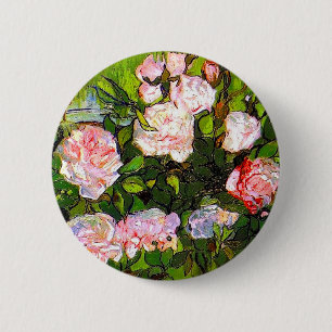 Van Gogh Still Life with Pink Roses 6 Cm Round Badge