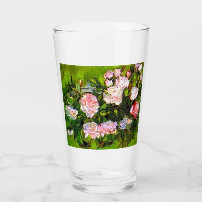 Van Gogh Still Life with Pink Roses Glass (Front)