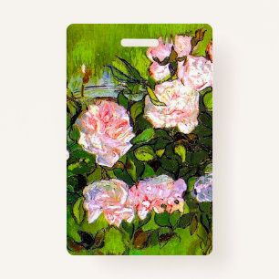 Van Gogh Still Life with Pink Roses ID Badge