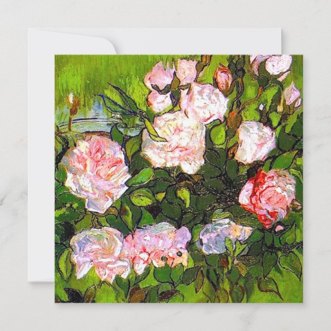 Van Gogh Still Life with Pink Roses Invitation (Front)
