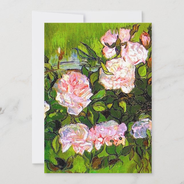 Van Gogh Still Life with Pink Roses Invitation (Front)