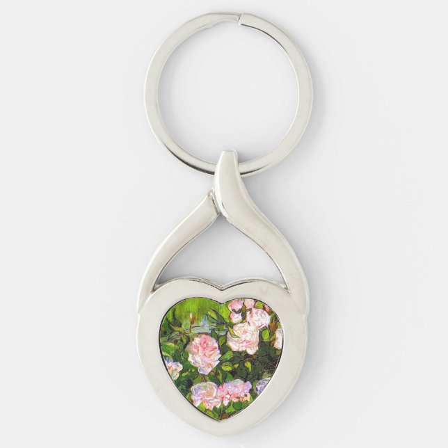 Van Gogh Still Life with Pink Roses Key Ring (Front)