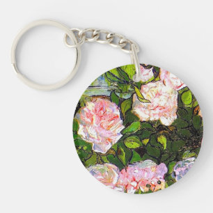 Van Gogh Still Life with Pink Roses Key Ring