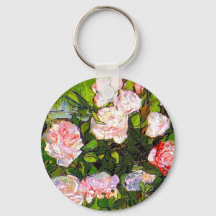 Van Gogh Still Life with Pink Roses Key Ring