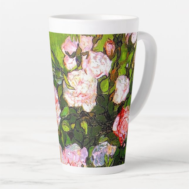 Van Gogh Still Life with Pink Roses Latte Mug (Right Angle)