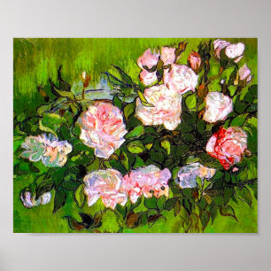 Van Gogh Still Life with Pink Roses Poster