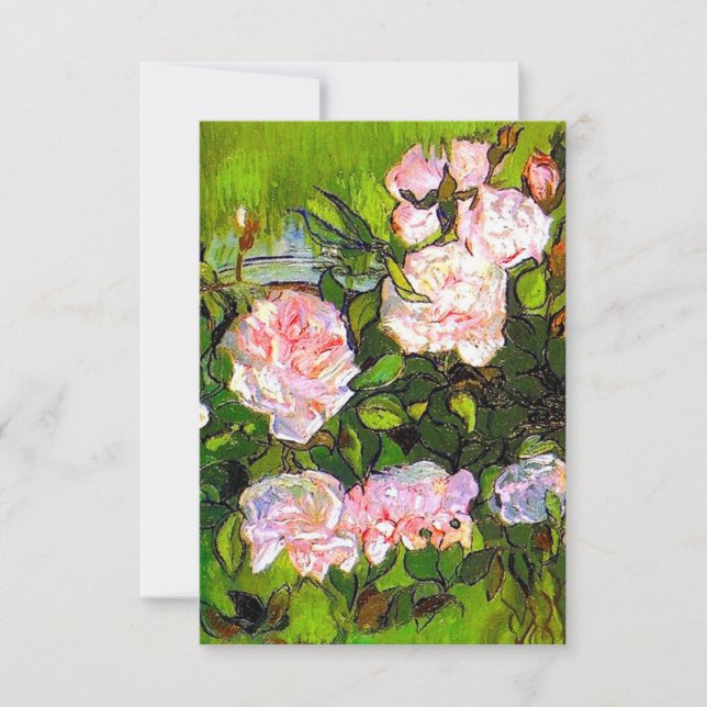Van Gogh Still Life with Pink Roses RSVP Card (Front)