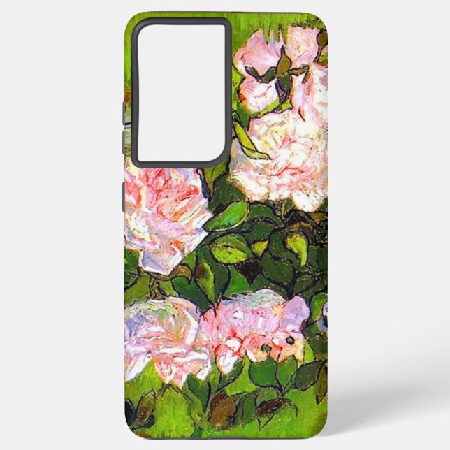 Van Gogh Still Life with Pink Roses Samsung Galaxy S21 Ultra Case (Back)