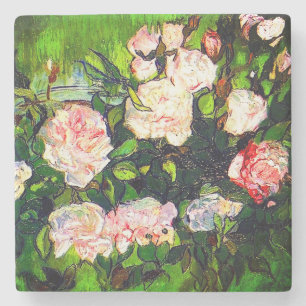 Van Gogh Still Life with Pink Roses Stone Coaster