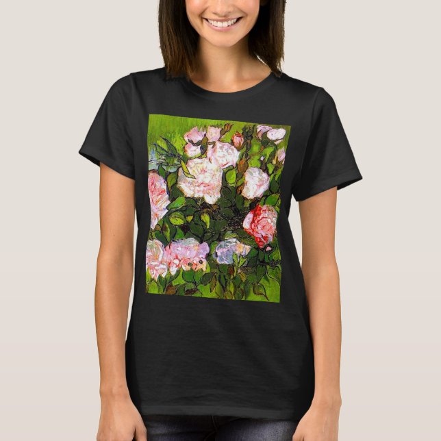 Van Gogh Still Life with Pink Roses T-Shirt (Front)