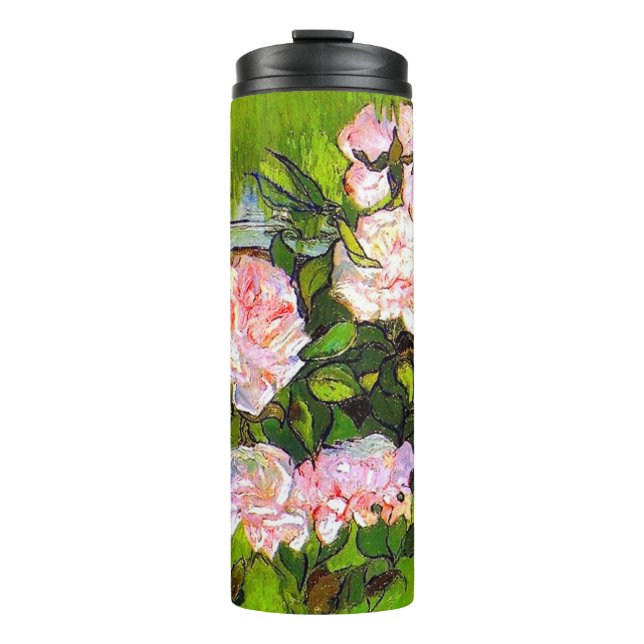 Van Gogh Still Life with Pink Roses Thermal Tumbler (Front)