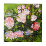 Van Gogh Still Life with Pink Roses Tile<br><div class="desc">Ceramic Tile featuring Vincent van Gogh’s oil painting Still Life with Pink Roses (1890). Gorgeous pink roses sit in a vase. A good gift for lovers of Post-Impressionism and Dutch art collectors!</div>