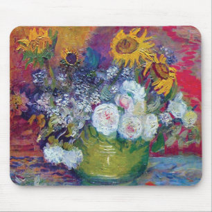 Van Gogh - Still Life With Roses And Sunflowers Mouse Mat