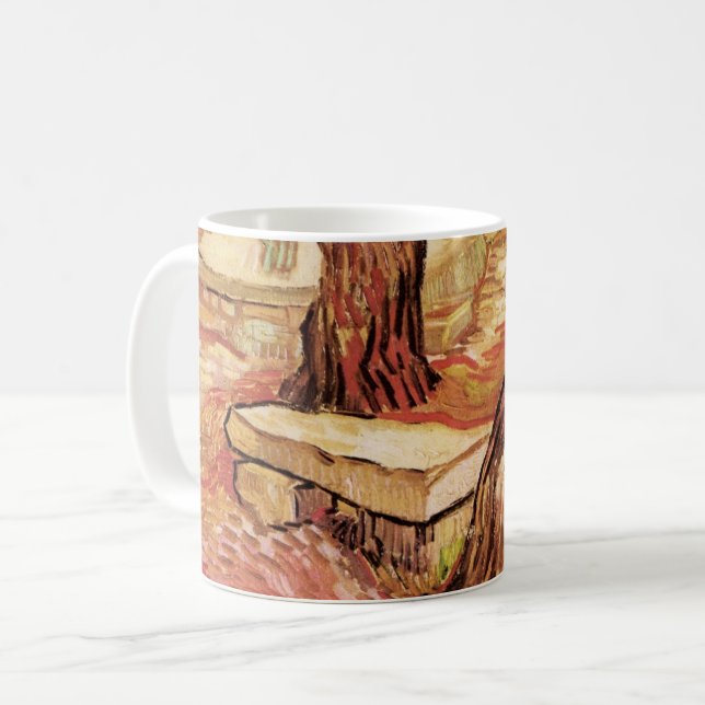 Van Gogh Stone Bench in Garden, St Paul Hospital Coffee Mug (Front Left)