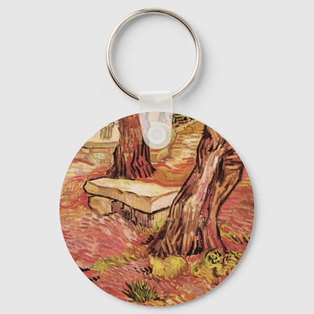 Van Gogh Stone Bench in Garden, St Paul Hospital Key Ring (Front)