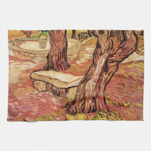 Van Gogh Stone Bench in Garden, St Paul Hospital Tea Towel