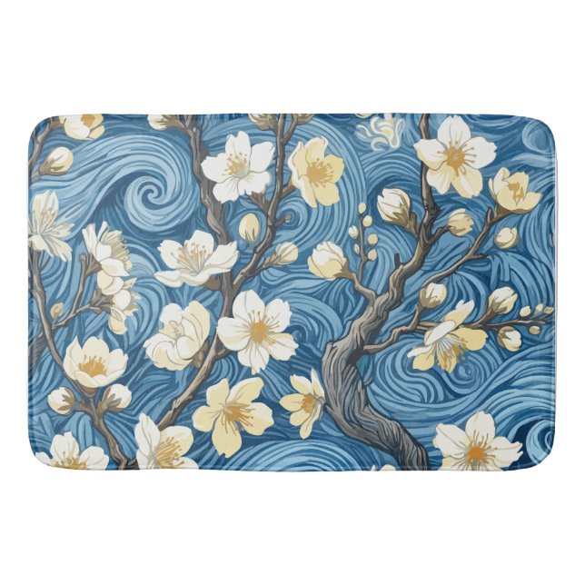 Van Gogh Style Almond Blossoms Bath Mat (Front)