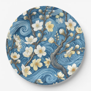 Van Gogh Style Almond Blossoms Paper Plate