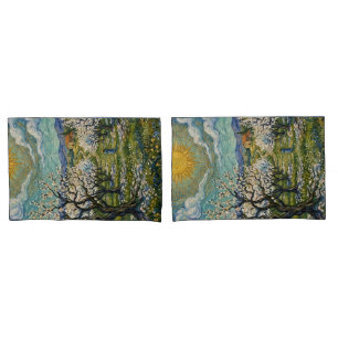 Van Gogh Style Almond Orchard Sunlit Blossom  Pillowcase